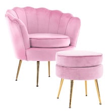 2 Piece Shanaya Velvet Armchair & Ottoman Set
